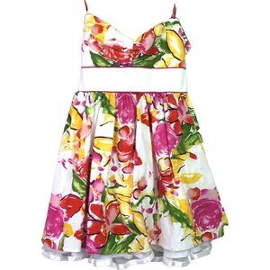 City Triangles Womens Size 11 Strap Summer Pink Yellow Floral Tie Tropical Dress